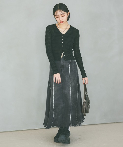 PAGEBOY（ページボーイ）の「シアーリップルニットカーディガン（カーディガン/ボレロ・レディース・グレー/オフホワイト/ブルー/ブラック・FREE）」の17枚目の写真