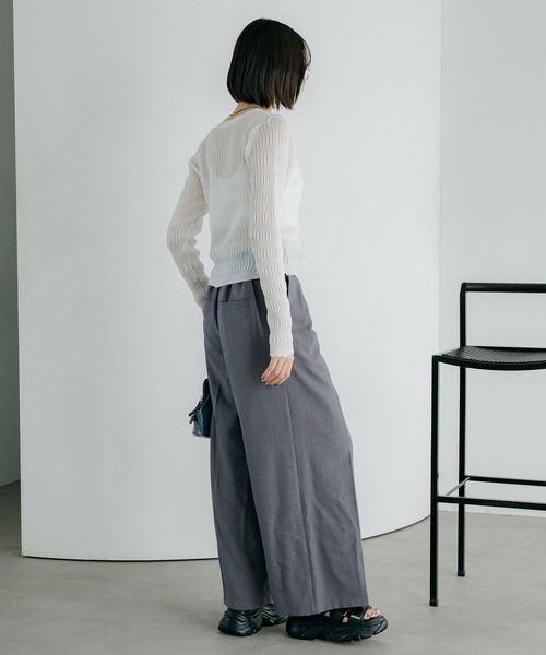 PAGEBOY（ページボーイ）の「シアーリップルニットカーディガン（カーディガン/ボレロ・レディース・グレー/オフホワイト/ブルー/ブラック・FREE）」の6枚目の写真