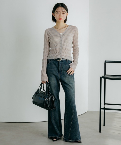 PAGEBOY（ページボーイ）の「シアーリップルニットカーディガン（カーディガン/ボレロ・レディース・グレー/オフホワイト/ブルー/ブラック・FREE）」の11枚目の写真