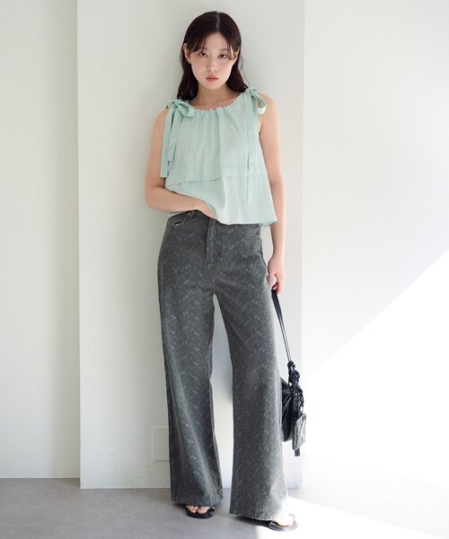 セール】【夏デニム/細見え◎/美脚パンツ/2サイズ展開】フラワーエン