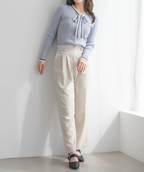 MISCH MASCH（ミッシュマッシュ）の「2026春夏新作 マルチ配色ボウタイリブニット（ニット/セーター・レディース・ブルー/ホワイト/ネイビー・ﾌﾘ-）」の13枚目の写真