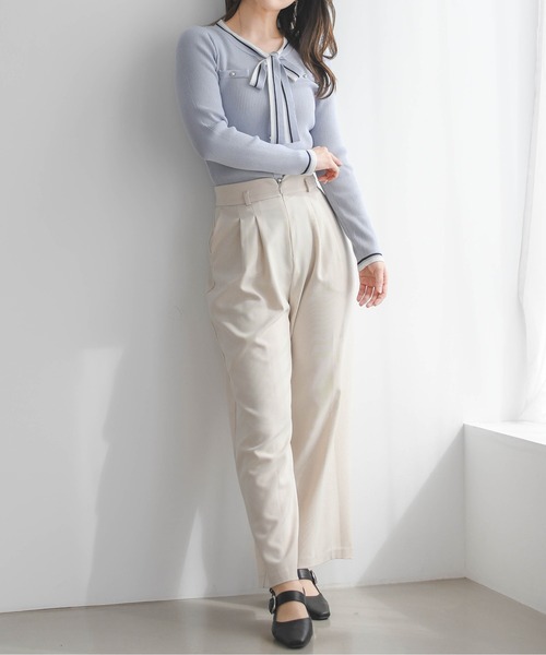 MISCH MASCH（ミッシュマッシュ）の「2026春夏新作 マルチ配色ボウタイリブニット（ニット/セーター・レディース・ブルー/ホワイト/ネイビー・ﾌﾘ-）」の6枚目の写真