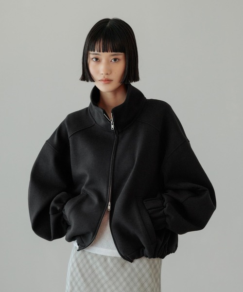 LOWRYS FARM（ローリーズファーム）の「ダンボールブルゾン  654886（スウェット・レディース・ブラック/グレー・FREE）」の5枚目の写真