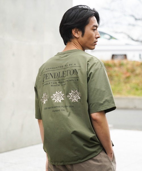 PENDLETON（ペンドルトン）の「【PENDLETON(ペンドルトン)】別注ヒストリーロゴTシャツ/吸汗/速乾性/軽量/ドライタッチ/裾ドローコード仕様（Tシャツ/カットソー・メンズ・チャコール/カーキ/ブラック/アイボリー/オフホワイト・LARGE/MEDIUM）」の5枚目の写真