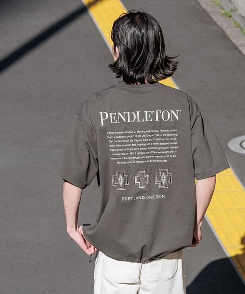 PENDLETON（ペンドルトン）の「【PENDLETON(ペンドルトン)】別注ヒストリーロゴTシャツ/吸汗/速乾性/軽量/ドライタッチ/裾ドローコード仕様（Tシャツ/カットソー・メンズ・チャコール/カーキ/ブラック/アイボリー/オフホワイト・LARGE/MEDIUM）」の19枚目の写真