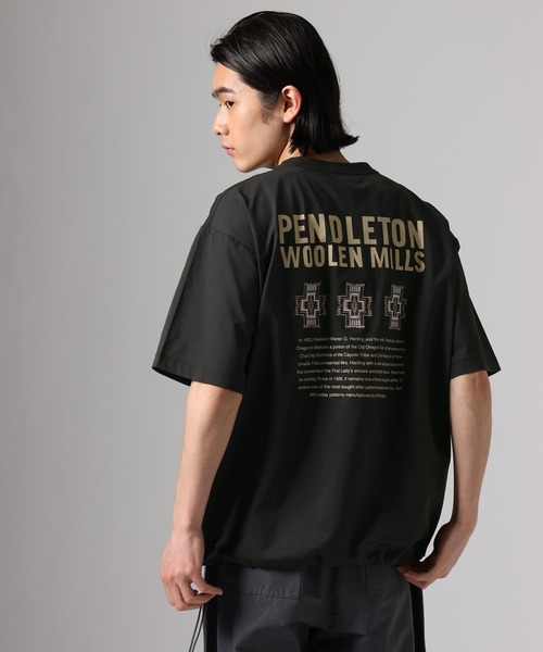 PENDLETON（ペンドルトン）の「【PENDLETON(ペンドルトン)】別注ヒストリーロゴTシャツ/吸汗/速乾性/軽量/ドライタッチ/裾ドローコード仕様（Tシャツ/カットソー・メンズ・チャコール/カーキ/ブラック/アイボリー/オフホワイト・LARGE/MEDIUM）」の14枚目の写真
