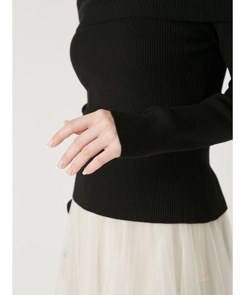 FRAY I.D(フレイアイディー)の「ベーシックオフショルリブニット(ニット/セーター・レディース・オフホワイト/ブラック/その他/ピンク・F)」の9枚目の写真