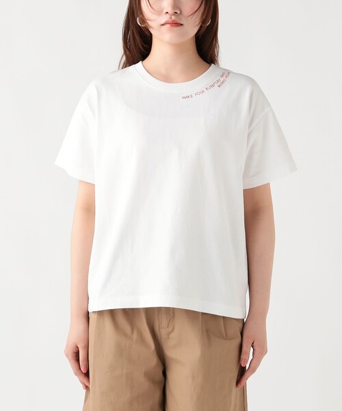 BEAMS HEART(ビームスハート)の「HEART刺繍 Tシャツ(Tシャツ/カットソー・レディース・ブラック/イエロー系その他4/オフホワイト・FREE)」の7枚目の写真