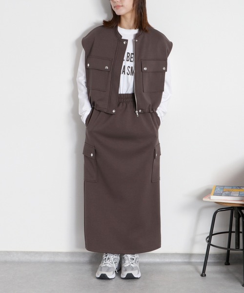 cepo（セポ）の「〈セットアイテム〉ダンボールワークベスト＆カーゴスカート（アンサンブル・レディース・チャコール/カーキ/オフホワイト・M）」の3枚目の写真