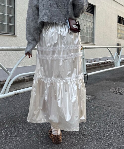 CIAOPANIC(チャオパニック)の「チュールフリルシャイニーティアードスカート(スカート・レディース・ホワイト/ブラック/シルバー・ONE SIZE)」の6枚目の写真