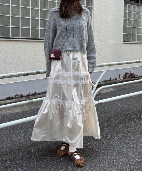 CIAOPANIC(チャオパニック)の「チュールフリルシャイニーティアードスカート(スカート・レディース・ホワイト/ブラック/シルバー・ONE SIZE)」の7枚目の写真