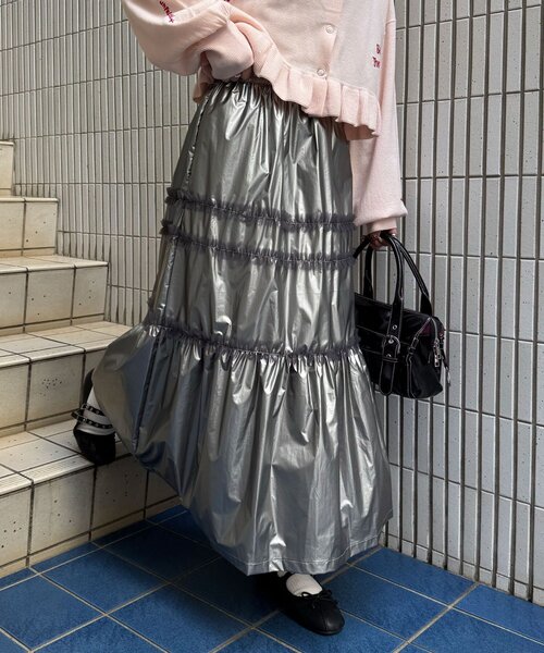 CIAOPANIC(チャオパニック)の「チュールフリルシャイニーティアードスカート(スカート・レディース・ホワイト/ブラック/シルバー・ONE SIZE)」の15枚目の写真