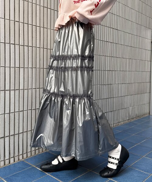 CIAOPANIC(チャオパニック)の「チュールフリルシャイニーティアードスカート(スカート・レディース・ホワイト/ブラック/シルバー・ONE SIZE)」の16枚目の写真
