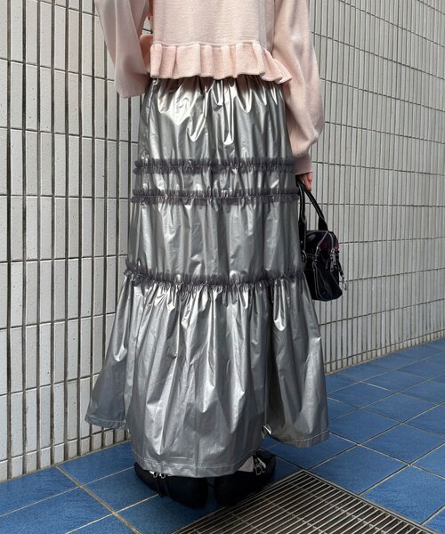 CIAOPANIC(チャオパニック)の「チュールフリルシャイニーティアードスカート(スカート・レディース・ホワイト/ブラック/シルバー・ONE SIZE)」の17枚目の写真