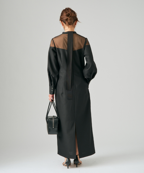 VERMEIL par iena(ヴェルメイユパーイエナ)の「シルクウールワンピース(ワンピース・レディース・ブラック・40/38/36)」の2枚目の写真