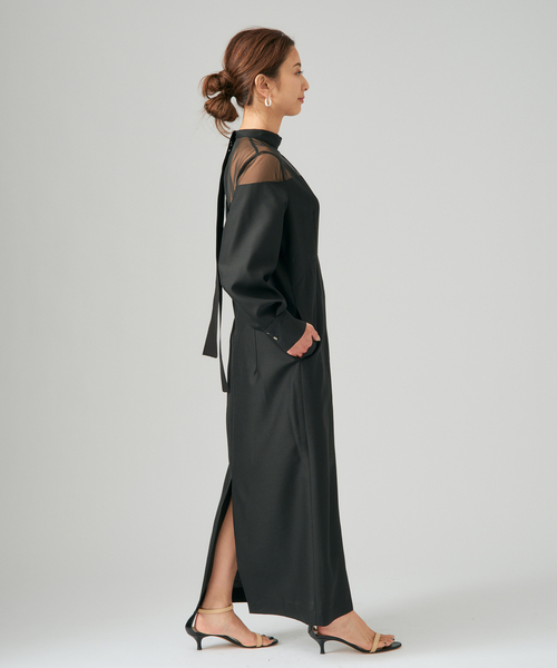 VERMEIL par iena(ヴェルメイユパーイエナ)の「シルクウールワンピース(ワンピース・レディース・ブラック・40/38/36)」の3枚目の写真