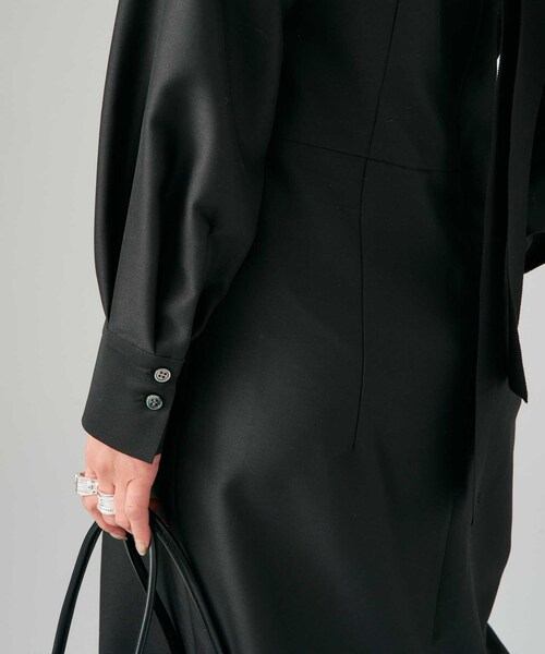 VERMEIL par iena(ヴェルメイユパーイエナ)の「シルクウールワンピース(ワンピース・レディース・ブラック・40/38/36)」の6枚目の写真