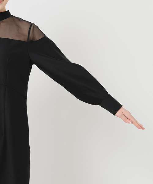 VERMEIL par iena(ヴェルメイユパーイエナ)の「シルクウールワンピース(ワンピース・レディース・ブラック・40/38/36)」の12枚目の写真