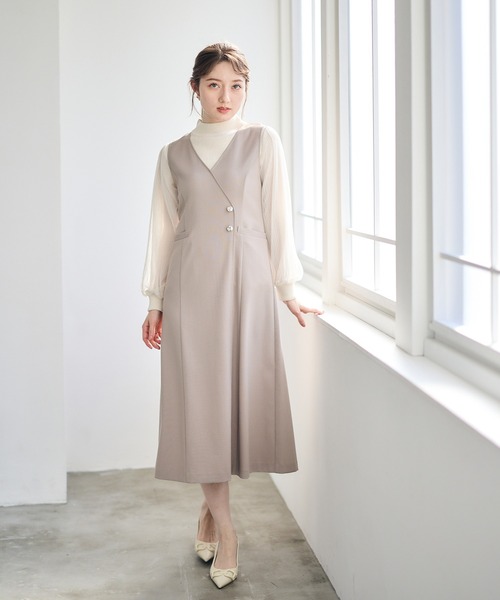 12Twelve Agenda（トゥエルブ　アジェンダ）の「ラップ風ジャンスカ（ジャンパースカート・レディース・ネイビー/ベージュ/アイボリー・M）」の3枚目の写真