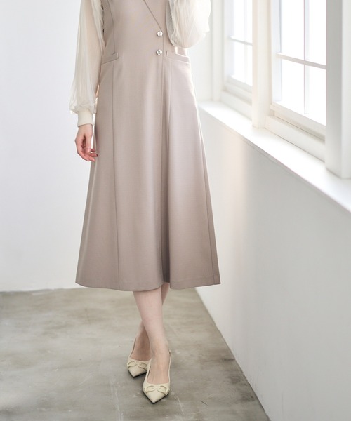 12Twelve Agenda（トゥエルブ　アジェンダ）の「ラップ風ジャンスカ（ジャンパースカート・レディース・ネイビー/ベージュ/アイボリー・M）」の17枚目の写真