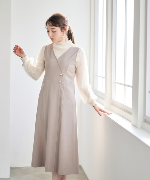 12Twelve Agenda（トゥエルブ　アジェンダ）の「ラップ風ジャンスカ（ジャンパースカート・レディース・ネイビー/ベージュ/アイボリー・M）」の12枚目の写真