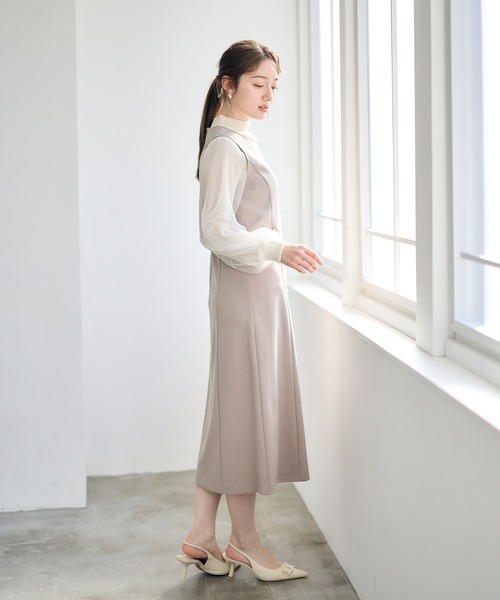 12Twelve Agenda（トゥエルブ　アジェンダ）の「ラップ風ジャンスカ（ジャンパースカート・レディース・ネイビー/ベージュ/アイボリー・M）」の14枚目の写真