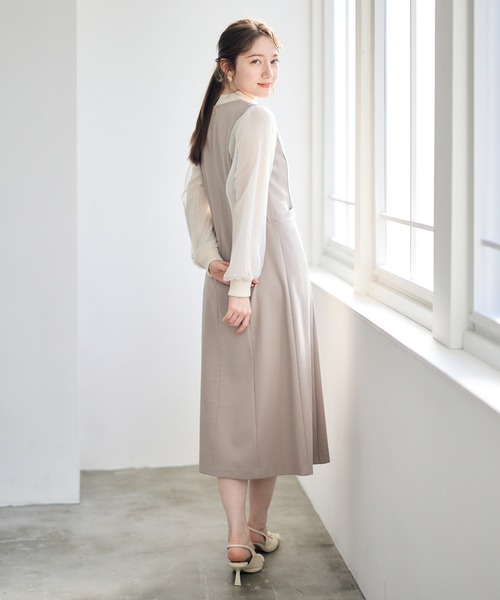 12Twelve Agenda（トゥエルブ　アジェンダ）の「ラップ風ジャンスカ（ジャンパースカート・レディース・ネイビー/ベージュ/アイボリー・M）」の6枚目の写真