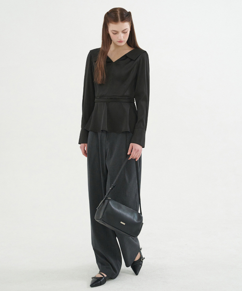 MICANE（ミケーネ）の「マテオサテンペプラムブラウス（シャツ/ブラウス・レディース・ブラック/クリーム・SMALL/MEDIUM/LARGE/XX-LARGE/X-LARGE）」の9枚目の写真