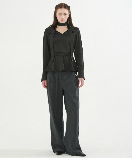 MICANE（ミケーネ）の「マテオサテンペプラムブラウス（シャツ/ブラウス・レディース・ブラック/クリーム・SMALL/MEDIUM/LARGE/XX-LARGE/X-LARGE）」の10枚目の写真