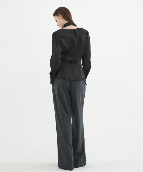 MICANE（ミケーネ）の「マテオサテンペプラムブラウス（シャツ/ブラウス・レディース・ブラック/クリーム・SMALL/MEDIUM/LARGE/XX-LARGE/X-LARGE）」の11枚目の写真