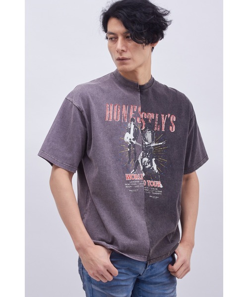 TORNADO MART(トルネードマート)の「TORNADO MART∴リメイク風製品染めTシャツ(Tシャツ/カットソー・メンズ・チャコール/ホワイト/マルチ・M/L/LL)」の3枚目の写真