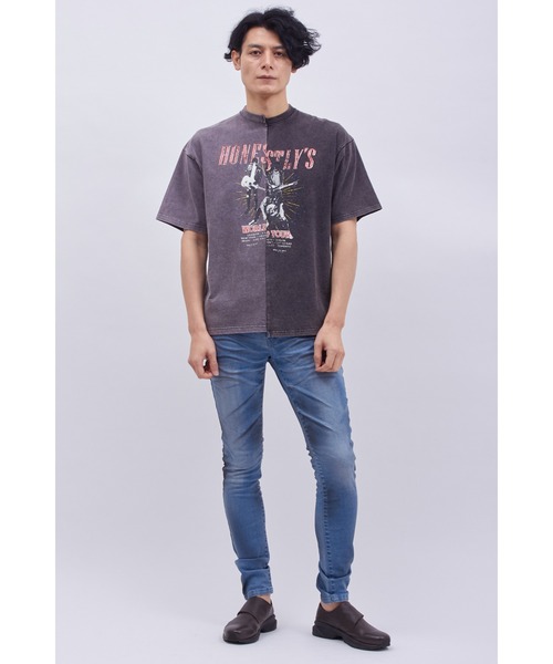 TORNADO MART(トルネードマート)の「TORNADO MART∴リメイク風製品染めTシャツ(Tシャツ/カットソー・メンズ・チャコール/ホワイト/マルチ・M/L/LL)」の7枚目の写真