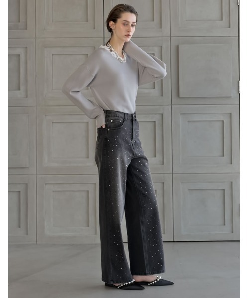 MEISM（ミズム）の「[2026S/S COLLECTION][MEISM by Re:EDIT]Vボートネックフリルレースニット（ニット/セーター・レディース・ブラック×ホワイト/ブラック×ブラック/グレー×ホワイト・LARGE/MEDIUM）」の15枚目の写真