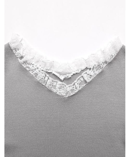 MEISM（ミズム）の「[2026S/S COLLECTION][MEISM by Re:EDIT]Vボートネックフリルレースニット（ニット/セーター・レディース・ブラック×ホワイト/ブラック×ブラック/グレー×ホワイト・LARGE/MEDIUM）」の19枚目の写真