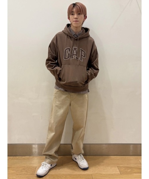 GAP ヘビーウェイト オーバーサイズ GAPロゴパーカー ブラウン GAP（ギャップ） パーカー ヘビーウェイト オーバーサイズパーカー