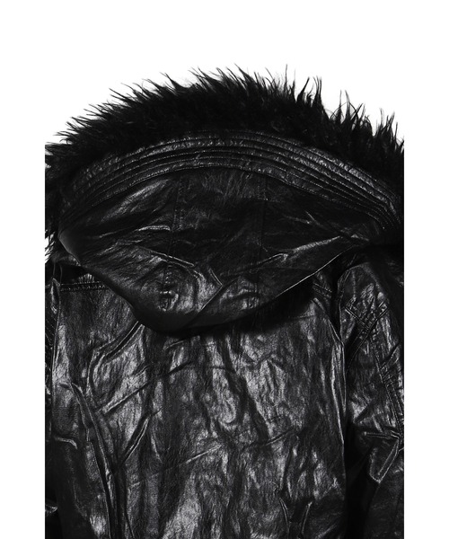 NUBIAN（ヌビアン）の「LEATHER FUR HOOD JUMPER（その他アウター・メンズ・ブラック・OS）」の2枚目の写真