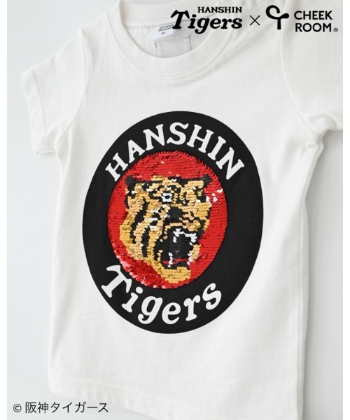 CHEEK ROOM(チークルーム)の「CHEEK ROOM/チークルーム 阪神タイガース スパンコール Tシャツ(Tシャツ/カットソー・キッズ・ピンク/オフホワイト・140cm/130cm/120cm/110cm/100cm/90cm)」の5枚目の写真
