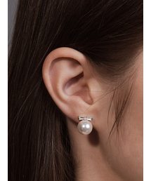 [sv925] ribbon pearl drop studs earring