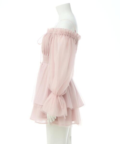 INGNI（イング）の「チュールオフショルミニワンピース（ワンピース・レディース・ブルー系/ピンク/オフホワイト・M）」の5枚目の写真