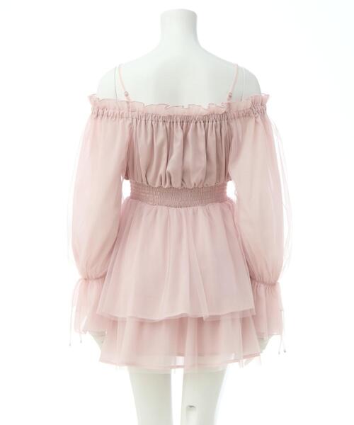 INGNI（イング）の「チュールオフショルミニワンピース（ワンピース・レディース・ブルー系/ピンク/オフホワイト・M）」の6枚目の写真
