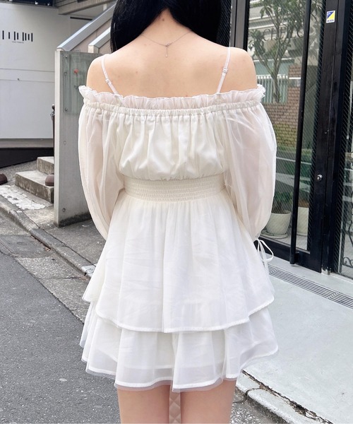 INGNI(イング)の「チュールオフショルミニワンピース(ワンピース・レディース・ブルー系/ピンク/オフホワイト・M)」の16枚目の写真