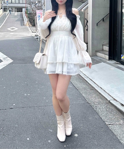 INGNI(イング)の「チュールオフショルミニワンピース(ワンピース・レディース・ブルー系/ピンク/オフホワイト・M)」の18枚目の写真