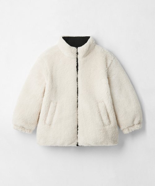 MUSINSA STANDARD KIDS（ムシンサスタンダードキッズ）の「デイリープファーリバーシブルフリースショートパディングジャケット[ブラック/クリーム]（ブルゾン・レディース・その他・100/110/120/130/140/160/150）」の9枚目の写真