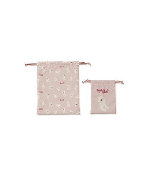 gelato pique(ジェラートピケ)の「ドッグ巾着2点セット(ポーチ・レディース・ライトピンク/クリーム/ブルー・F)」の17枚目の写真