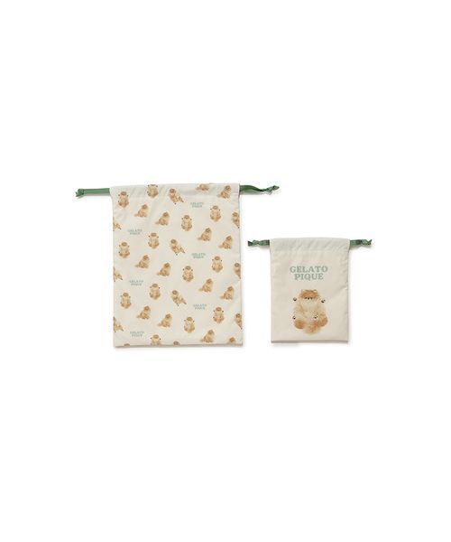 gelato pique(ジェラートピケ)の「ドッグ巾着2点セット(ポーチ・レディース・ライトピンク/クリーム/ブルー・F)」の18枚目の写真