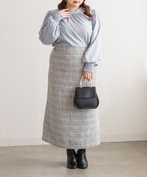 CLETTE（クレット）の「CLETTEオリジナルハイネックギャザーブラウス（シャツ/ブラウス・レディース・ブラック/ホワイト/ブルー・4L/3L/LL）」の12枚目の写真