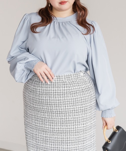 CLETTE（クレット）の「CLETTEオリジナルハイネックギャザーブラウス（シャツ/ブラウス・レディース・ブラック/ホワイト/ブルー・4L/3L/LL）」の11枚目の写真