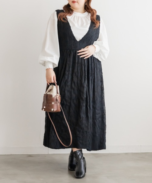 CLETTE（クレット）の「CLETTEオリジナルハイネックギャザーブラウス（シャツ/ブラウス・レディース・ブラック/ホワイト/ブルー・4L/3L/LL）」の6枚目の写真