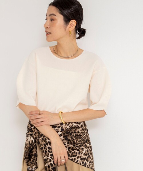 Rie Miller(リエミラー)の「《手洗い可能》トラペーズ2WAYプルオーバー(ニット/セーター・レディース・アイボリー/ブラック/グリーン・38)」の19枚目の写真