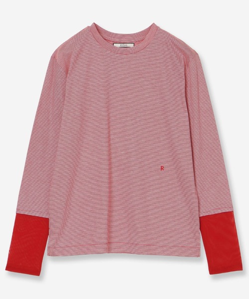 R-ISM（リズム）の「【接触冷感・洗える】ロングスリーブボーダーTシャツ（Tシャツ/カットソー・レディース・ブラック/レッド・4）」の2枚目の写真